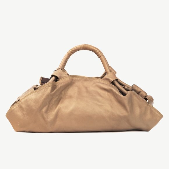 Loewe Nappa Aire Metallic Gold Sheep Skin Anagram Handbag - Picture 4 of 12